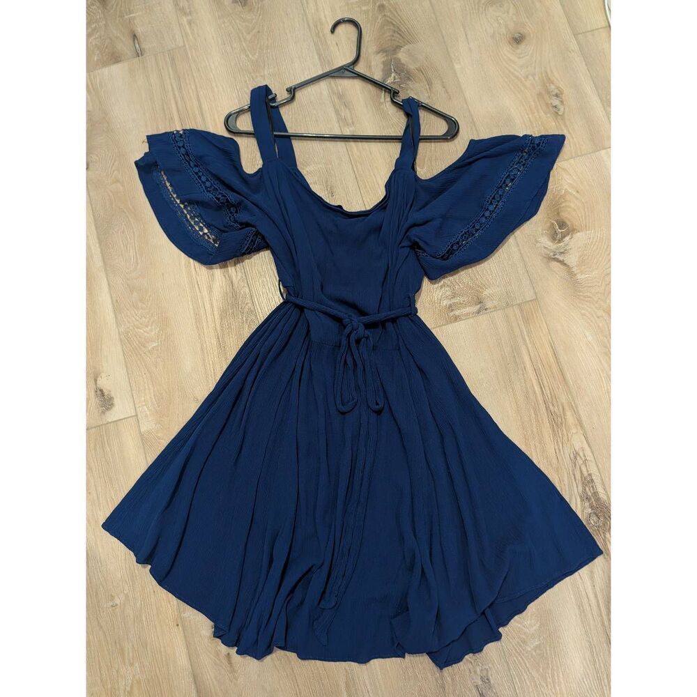 City Chic Dress Trim Shoulder Boho Festival Gypsy Women's Plus 22 3X 4X Navy